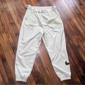 Nike Women’s XL Off-White Belted Jogger Pants with Black Swoosh Track Pants